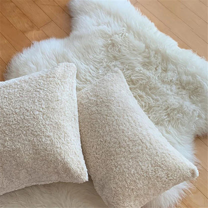 Eliobrands - Housse de Coussin Teddy Blanche pour Canapé